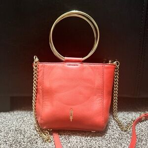 Elegant Red Leather Mini Bag with Gold Chain